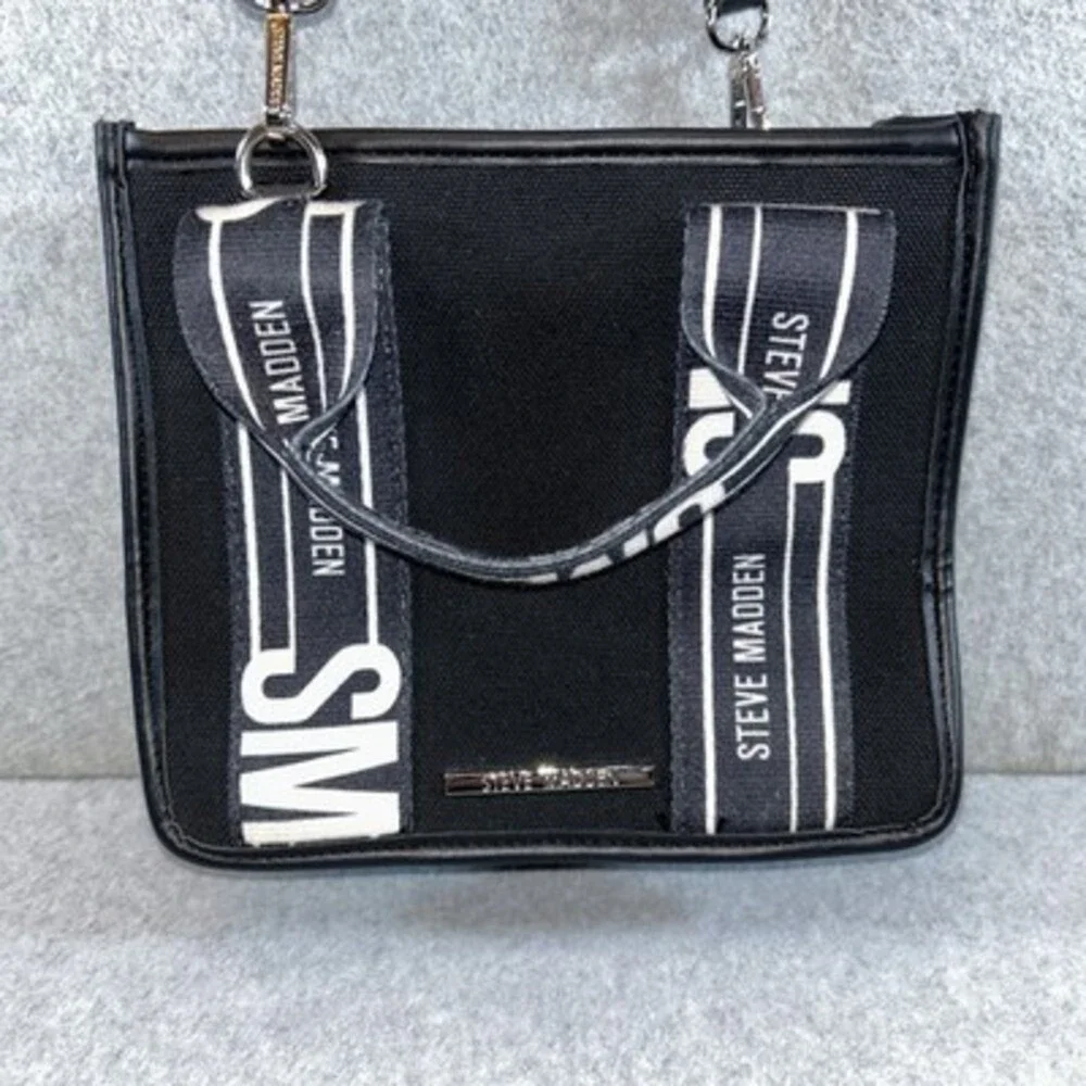 Steve Madden Canvas Crossbody Satchel Black
